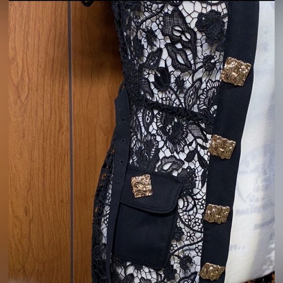 Self-Portrait Button-Up Laced Midi Dress size 2 - Picture 9 of 15